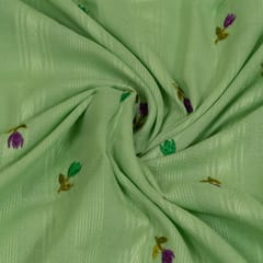 Green Color Cotton Embroidered Fabric