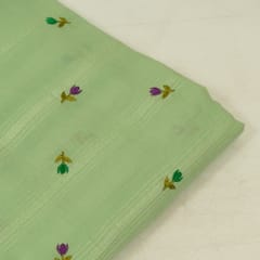 Green Color Cotton Embroidered Fabric