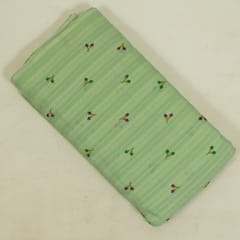 Green Color Cotton Embroidered Fabric