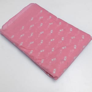 Pink Color Kota Doria Embroidered Fabric