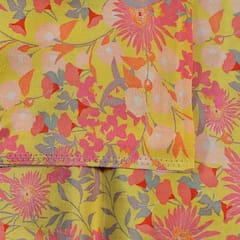 Yellow Color Crepe Digital Printed Fabric (70Cm Piece)