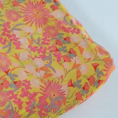 Yellow Color Crepe Digital Printed Fabric (70Cm Piece)