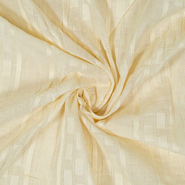 Off White Color Dyeable Leeno Cotton Dobby Fabric