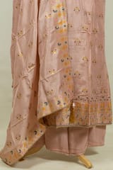 Peach Color Dola Silk Embroidered Shirt with Bottom and Dola Silk Jacquard Dupatta