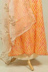 Orange Color Organza Embroidered Shirt with Bottom and Organza Embroidered Dupatta