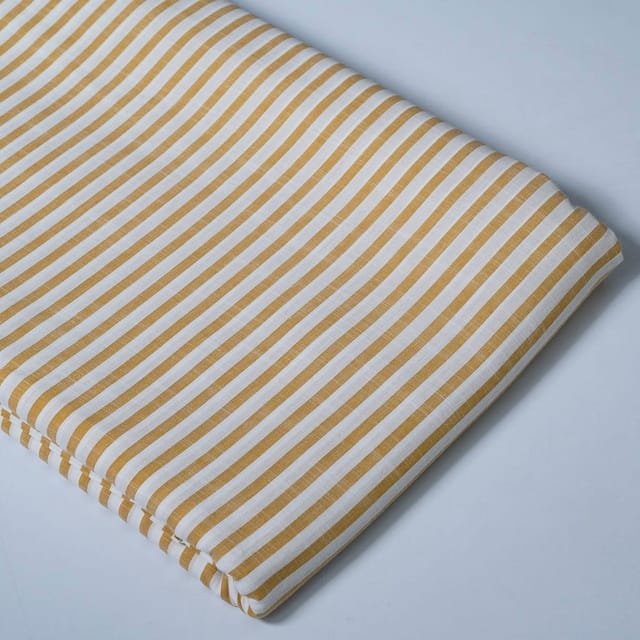 Yellow Color Cotton Yarn Dyed Stripes Fabric (1.50Meter Piece)