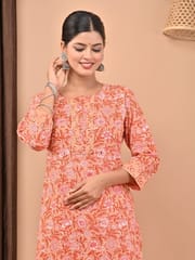 Gajree Color Printed Cotton Shirt with Printed Cotton Bottom