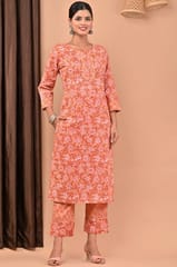 Gajree Color Printed Cotton Shirt with Printed Cotton Bottom