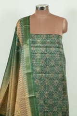 Green Color Print Silk Shirt with Bottom and Printed Silk Dupatta