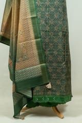 Green Color Print Silk Shirt with Bottom and Printed Silk Dupatta