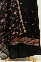 Black Color Embroidered Viscose Organza Shirt with Bottom and Embroidered Viscose Organza Dupatta