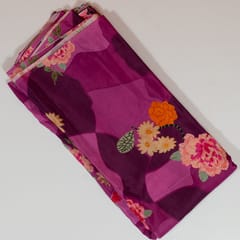 Purple Color Viscose Crepe Printed Fabric