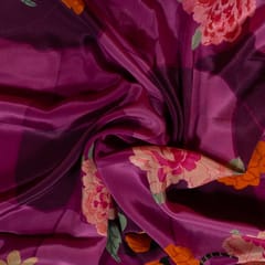 Purple Color Viscose Crepe Printed Fabric