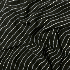 Black Stripes Printed Georgette Fabric