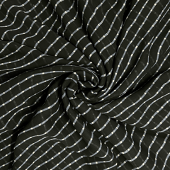 Black Stripes Printed Georgette Fabric