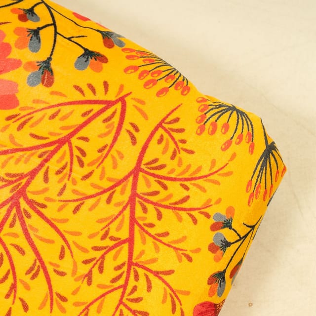 Yellow Color Velvet Digital Printed Fabric