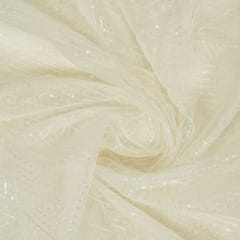 White Dyeable Organza Embroidered Fabric