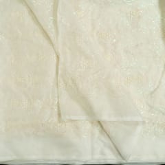 White Dyeable Organza Embroidered Fabric