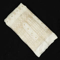 White Dyeable Georgette Embroidered Fabric