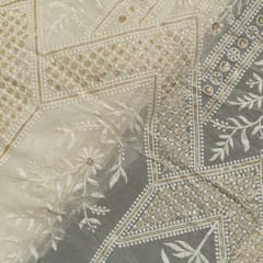 White Dyeable Georgette Embroidered Fabric