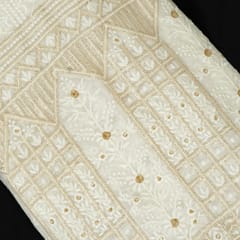 White Dyeable Georgette Embroidered Fabric