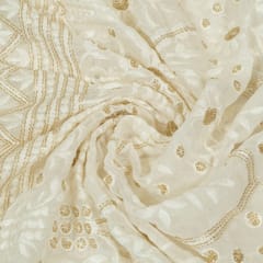 White Dyeable Georgette Embroidered Fabric