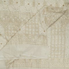 White Dyeable Georgette Embroidered Fabric