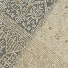 White Dyeable Georgette Embroidered Fabric