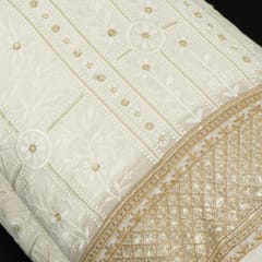 White Dyeable Georgette Embroidered Fabric