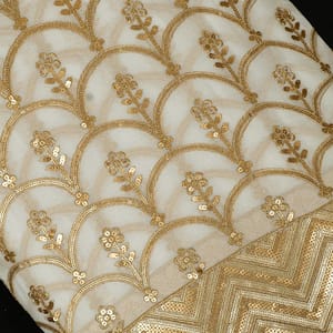 White Dyeable Georgette Embroidered Fabric