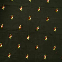 Military Green Color Corduroy Embroidered Fabric