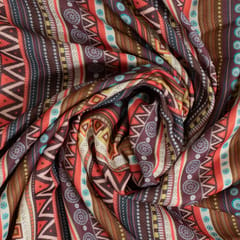 Brown Color Pashmina Geometric Printed Fabric