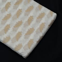 White Chanderi Jacquard Fabric