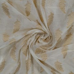 White Chanderi Jacquard Fabric