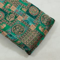 Green Color Jacquard Silk Printed Fabric