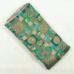 Green Color Jacquard Silk Printed Fabric