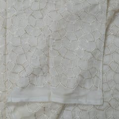 White Dyeable Organza Embroidered Fabric