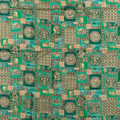 Green Color Jacquard Silk Printed Fabric