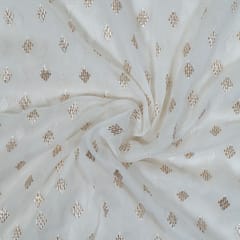 White Dyeable Georgette Embroidered Fabric