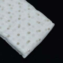 White Dyeable Chinon Embroidered Fabric