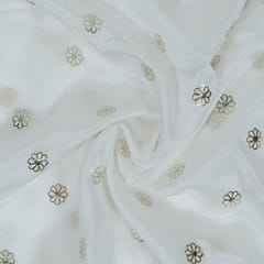 White Dyeable Chinon Embroidered Fabric