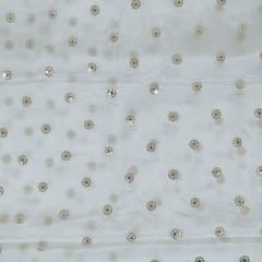 White Dyeable Chinon Embroidered Fabric