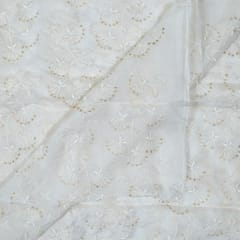 White Dyeable Organza Embroidered Fabric