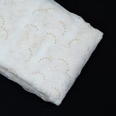 White Dyeable Organza Embroidered Fabric