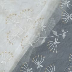 White Dyeable Organza Embroidered Fabric