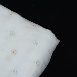 White Dyeable Organza Embroidered Fabric