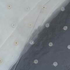 White Dyeable Organza Embroidered Fabric