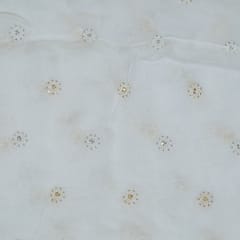 White Dyeable Organza Embroidered Fabric