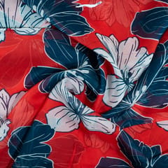 Red Color Viscose Organza Digital Printed Fabric