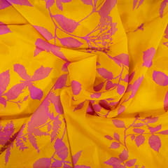 Yellow Color Viscose Organza Digital Printed Fabric